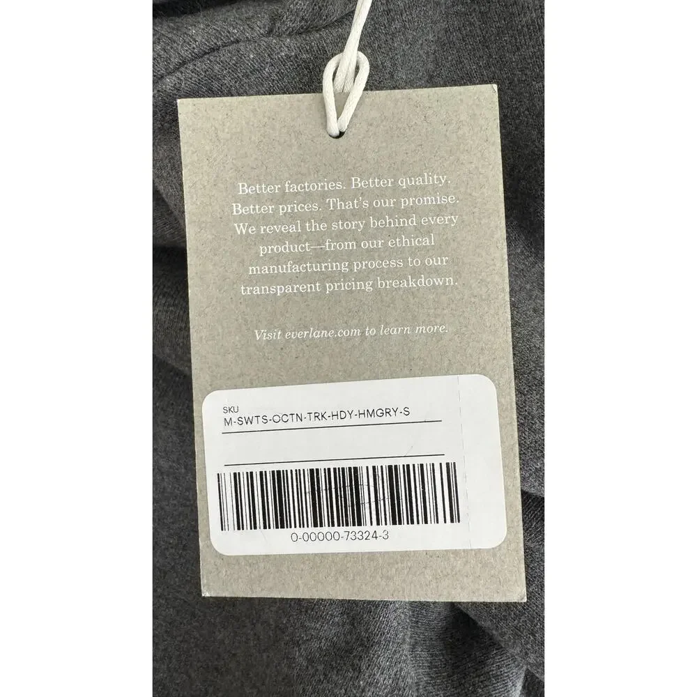 Everlane The Track Organic Cotton Hoodie Pullover Mens Small Heather Grey New